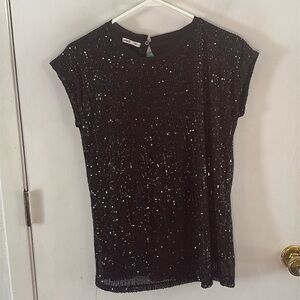 Edgely black sequin short sleeve top from Maurice's Size Small